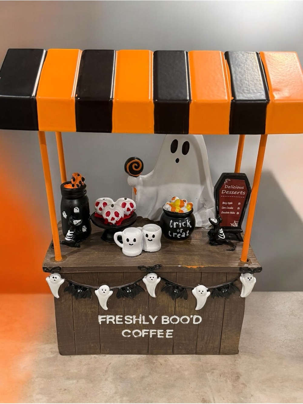 Halloween Ghost Coffee Stand Decor - Orange & Black viral tic tok